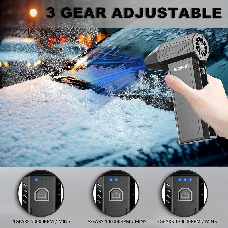 DFM Compressed Air Duster - Electric Air Duster with Built in Brushless Motor,130,000RPM, 3-Speed Adjustable Air Blower - Suitable for Keyboard, Computer, car, and Home Cleaning (X3) (Max-Black) - Image 2